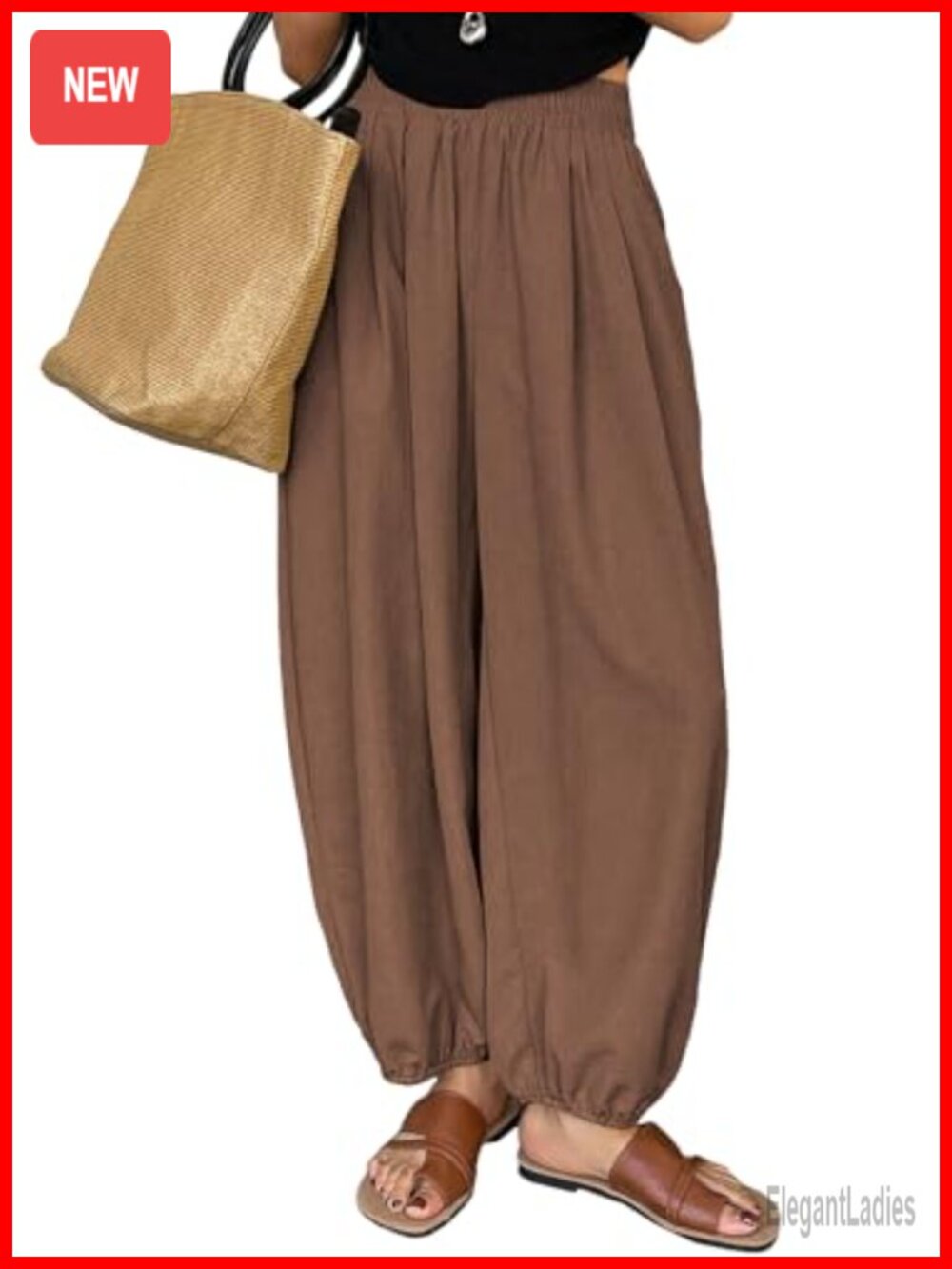 High Waisted Baggy Barrel Harem Pants with Pockets Casual Lounge Trousers